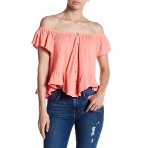 Free People Off Shoulder Ruffle Blouse Medium